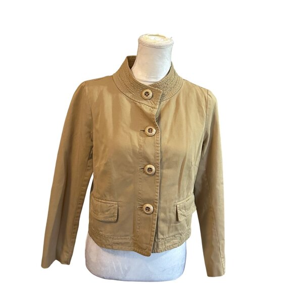 J. Crew Jackets & Blazers - J Crew Chino Blazer Jacket Beige Button Front Flap Pockets 100% Cotton Classic 6